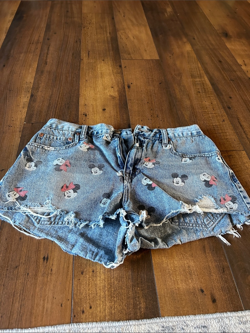 Aeropostale Blue Denim Minnie Mouse Print Shorts